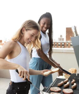 Rooftop terrace with BBQ grills and Manhattan views at Prosper