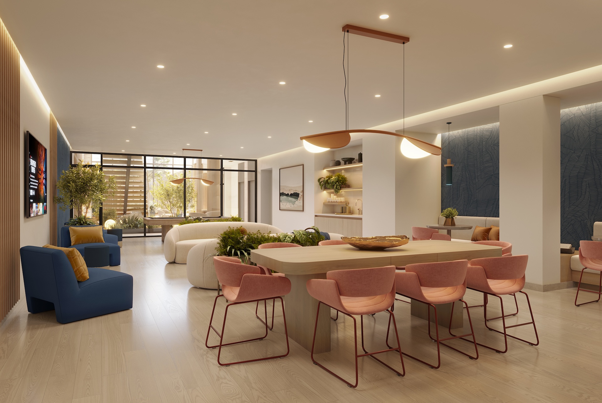 Media and Game Room at Prosper luxury apartments Prospect Heights